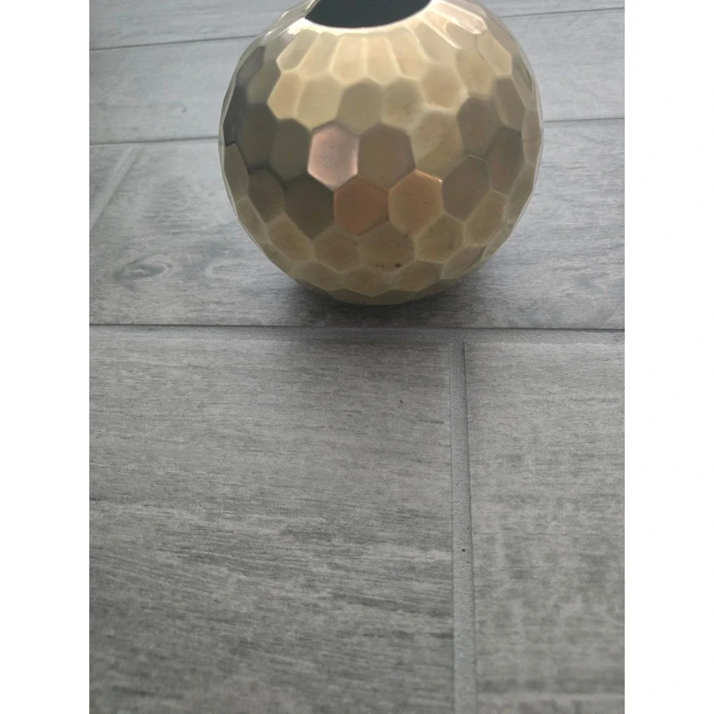 Brass Geometric Hexagon‎ Round Vase Table Decor VTG Home